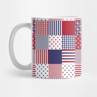 USA Americana Patchwork Red White & Blue Quilt Mug